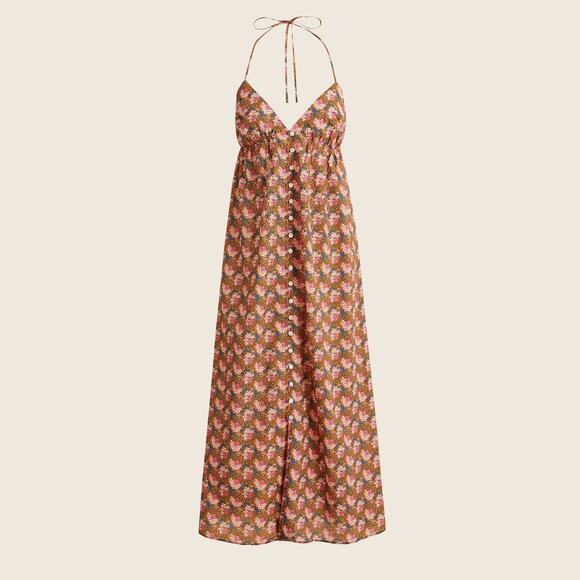 J.Crew Collection Triangle Sundress Ratti Prism Floral Large Midi Button Dress - Picture 1 of 8